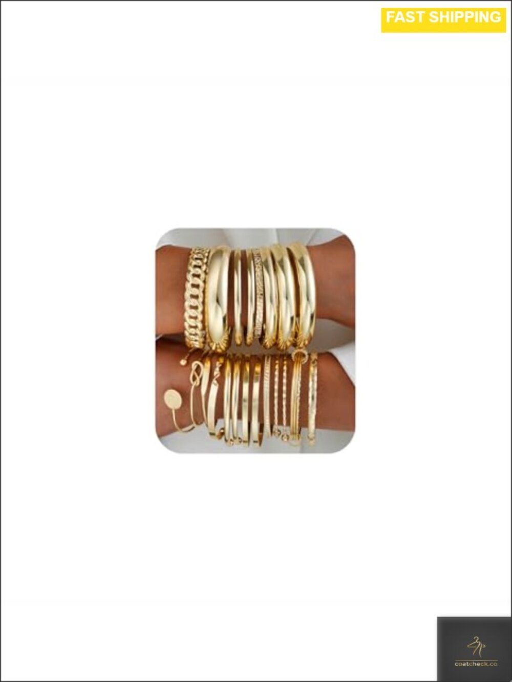 14k Gold Plated Stackable Bangle Bracelets Set for Women